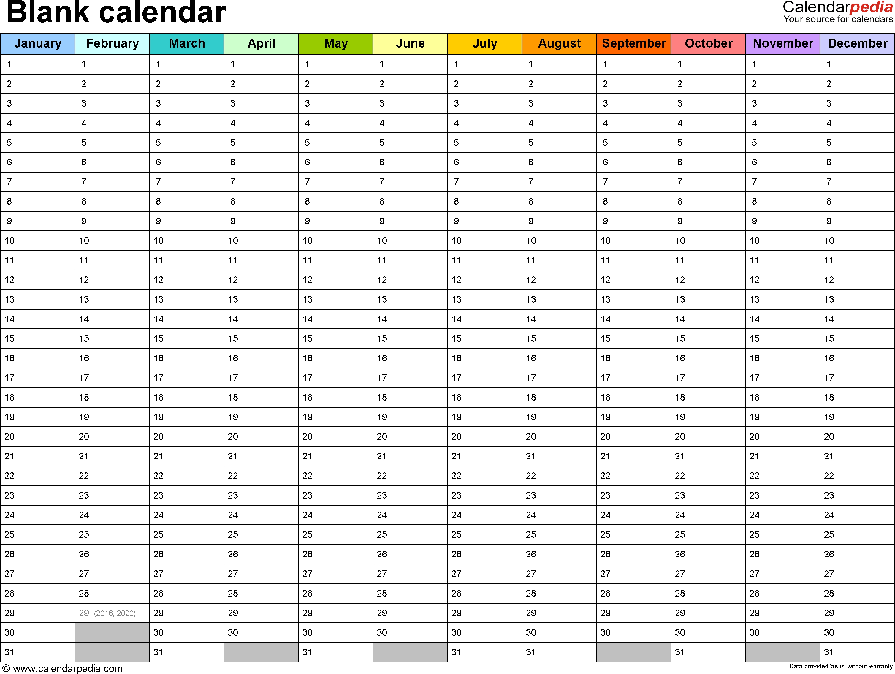 12 Month Calendar On One Page Template Calendar Inspiration Design