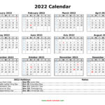 14 Calendar 2022 With Holidays Printable Pics All In Here