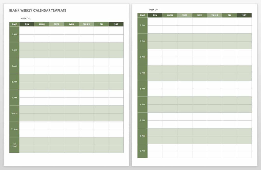 15 Free Weekly Calendar Templates Smartsheet