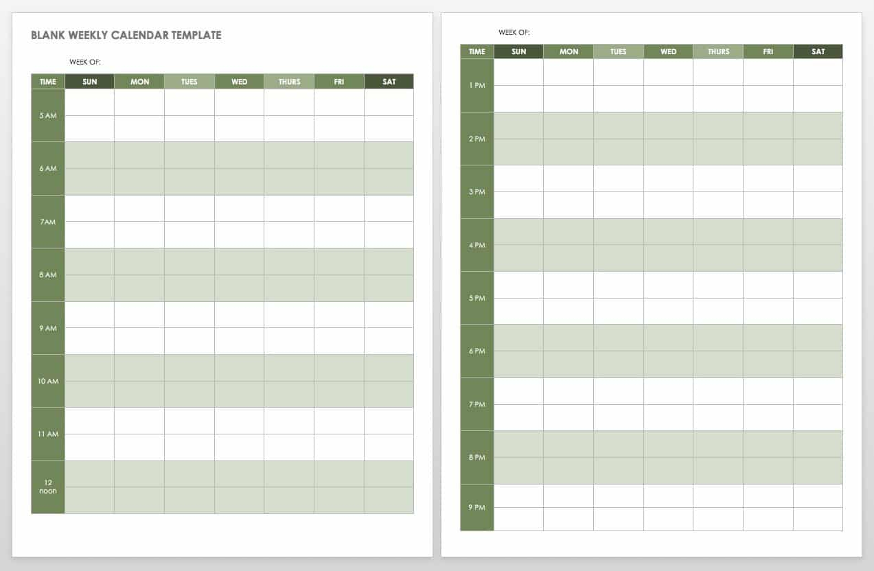 15 Free Weekly Calendar Templates Smartsheet