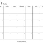 20 April 2022 Calendar Printable PDF US Holidays Blank Free