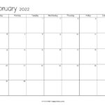 20 February 2022 Calendar Printable PDF US Holidays Blank Free