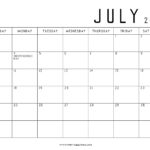 20 July 2022 Calendar Printable PDF US Holidays Blank July Calendar
