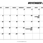 20 November 2022 Calendar Printable US Holidays Blank Free PDF