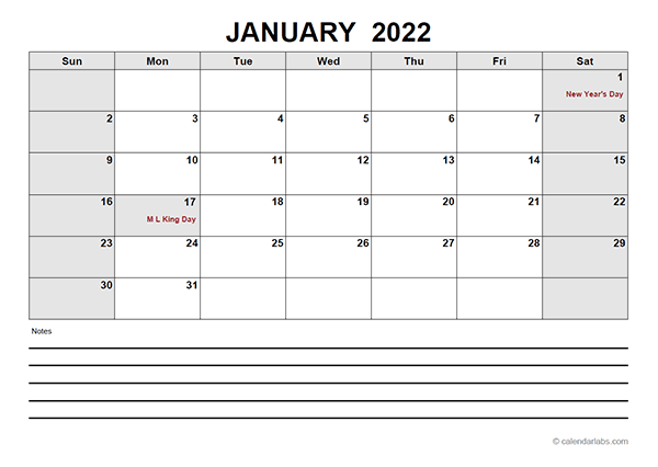 2022 Blank Calendar PDF Free Printable Templates