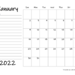 2022 Blank Calendar Template With Notes Free Printable Templates