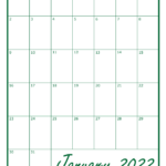 2022 Blank Monthly Calendar