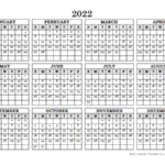 2022 Blank Yearly Calendar Landscape Free Printable Templates