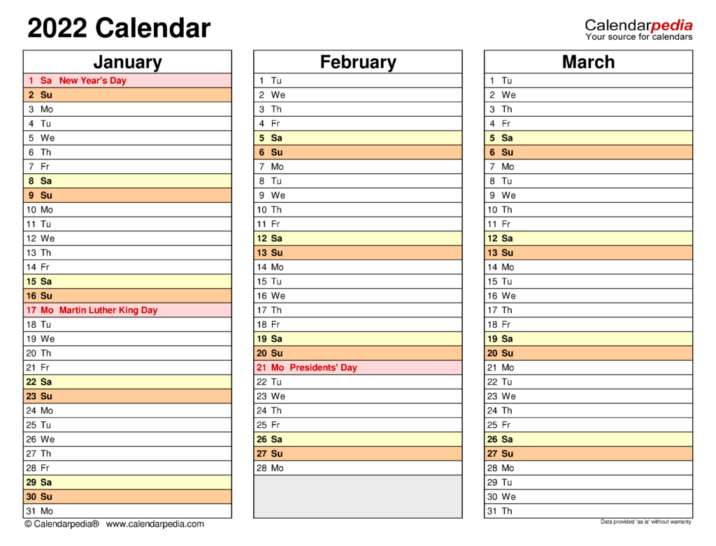 2022 Calendar Free Printable Excel Templates Calendarpedia