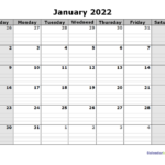 2022 Free Blank Calendar Free Printable Templates