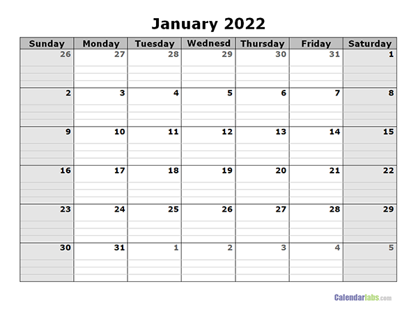 2022 Free Blank Calendar Free Printable Templates