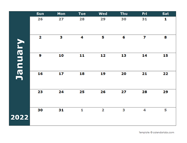 2022 Monthly Blank Calendar Free Printable Templates