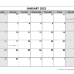 2022 Monthly Calendar With US Holidays Free Printable Templates