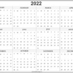 2022 Year Calendar Yearly Printable