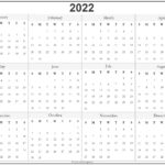 2022 Year Calendar Yearly Printable