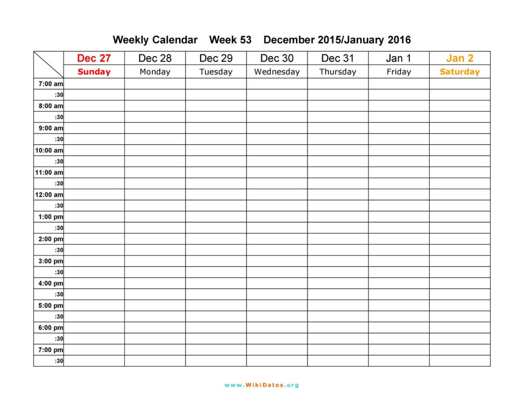 26 Blank Weekly Calendar Templates PDF Excel Word Template Lab