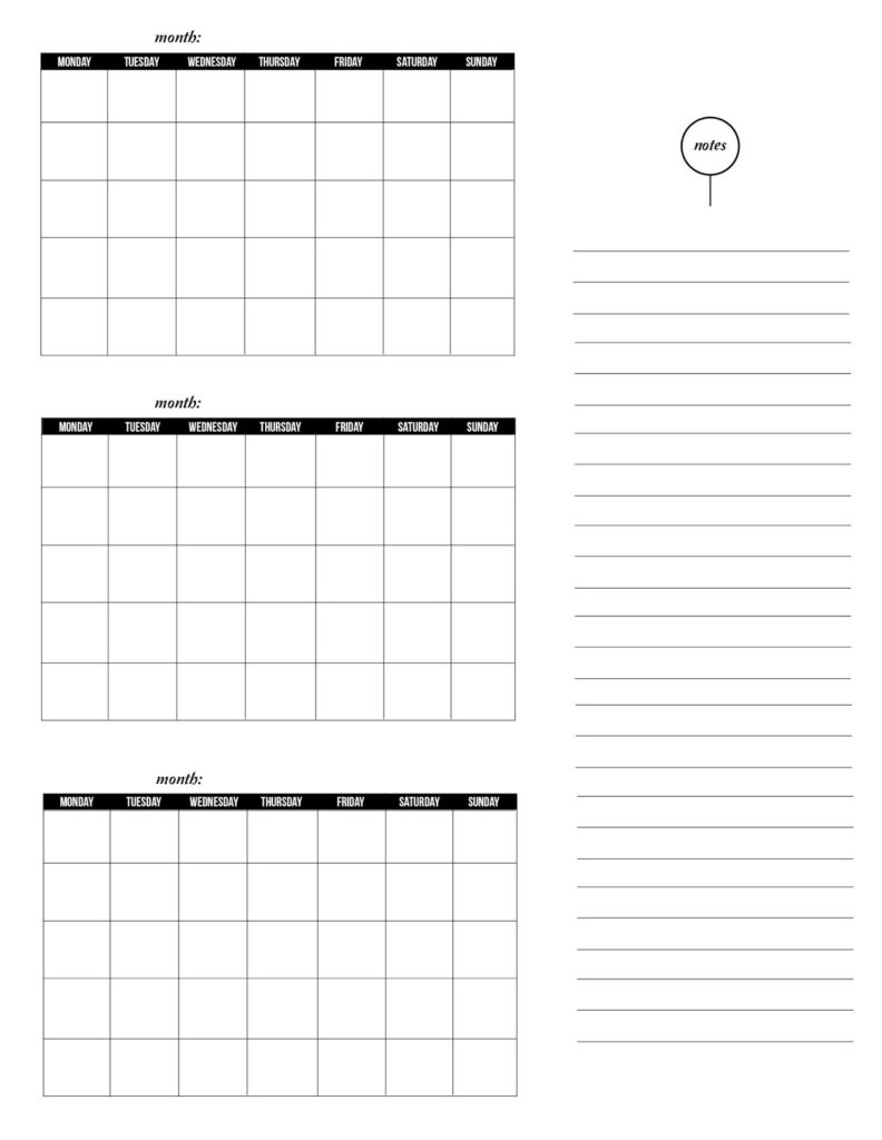 3 Month Blank Printable Calendar Example Calendar Printable