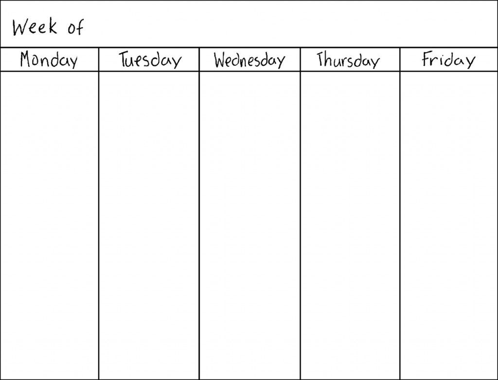 5 Day Week Blank Calendar Printable Desain Limun