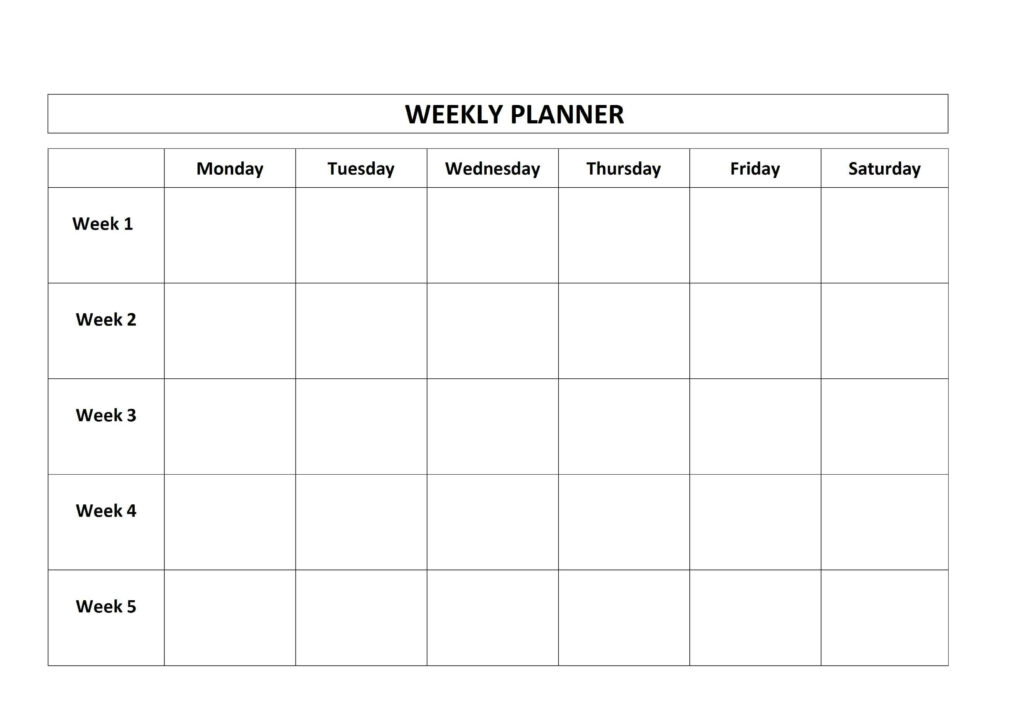 5 Day Week Calendar Template Example Calendar Printable