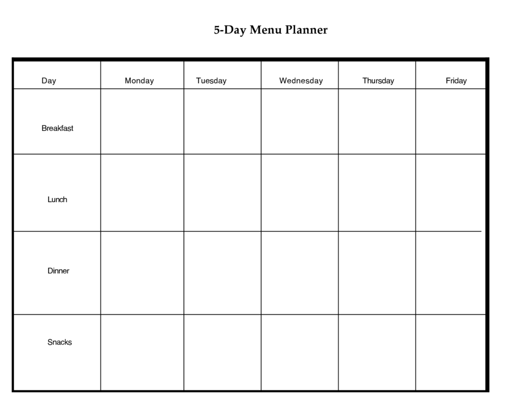 5 Day Weekly Planner Printable Scope Of Work Template Weekly 