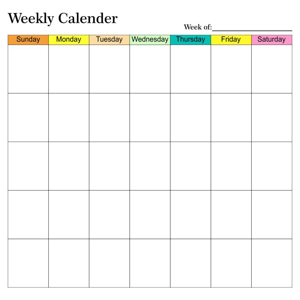 8 Best Blank Printable Weekly Calendars Templates Printablee