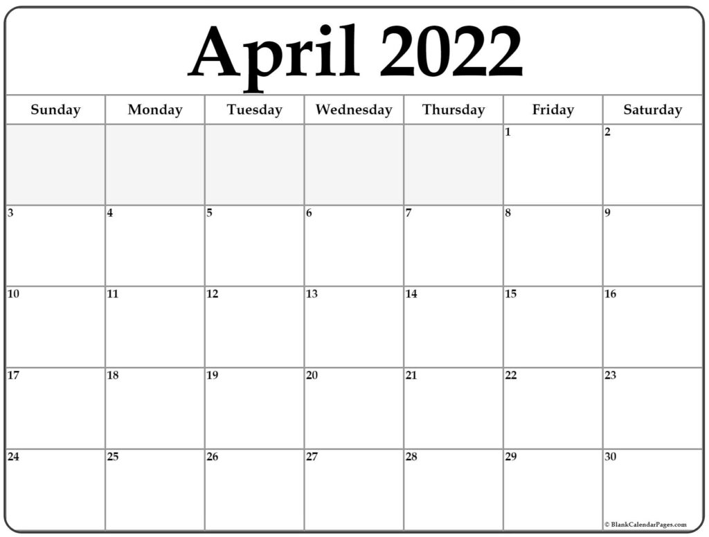 April 2022 Calendar Free Printable Calendar Templates