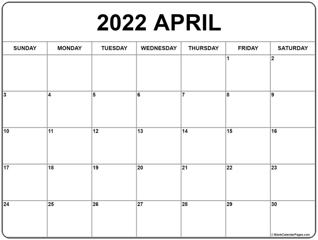 April 2022 Calendar Free Printable Calendar Templates