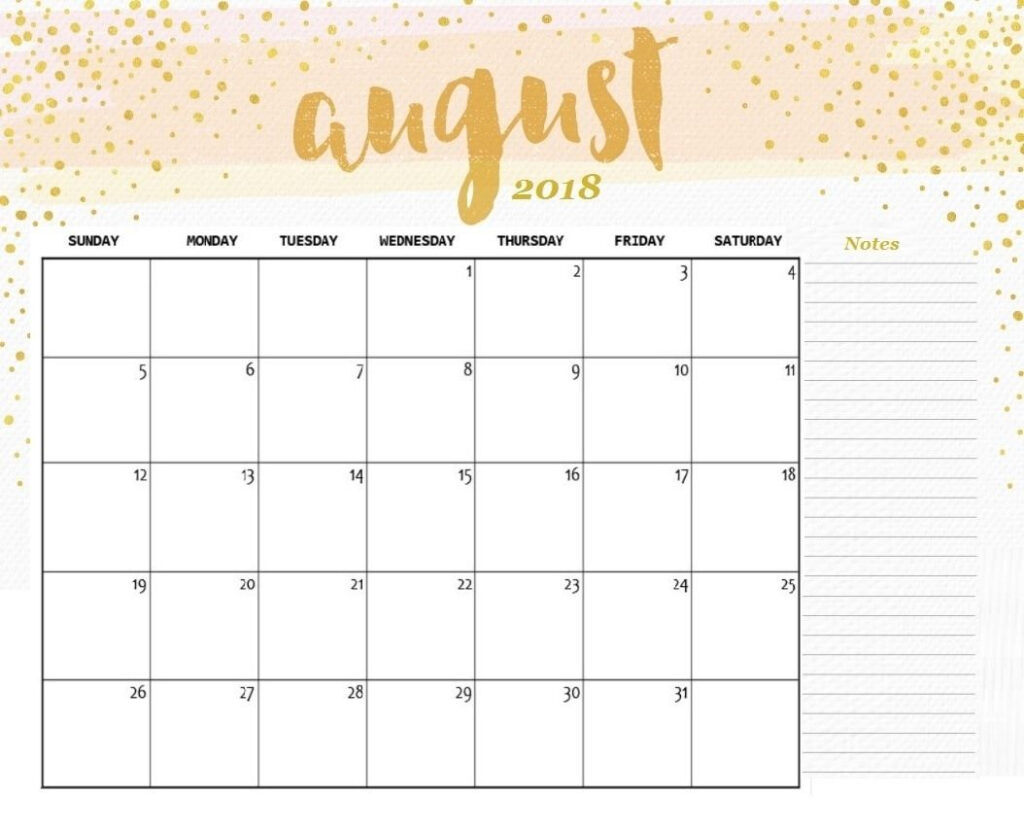 August 2018 Calendar Cute Calendar Printables 2018 Printable 