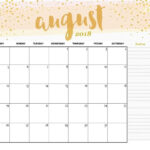 August 2018 Calendar Cute Calendar Printables 2018 Printable