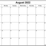 August 2022 Calendar Free Printable Calendar Templates