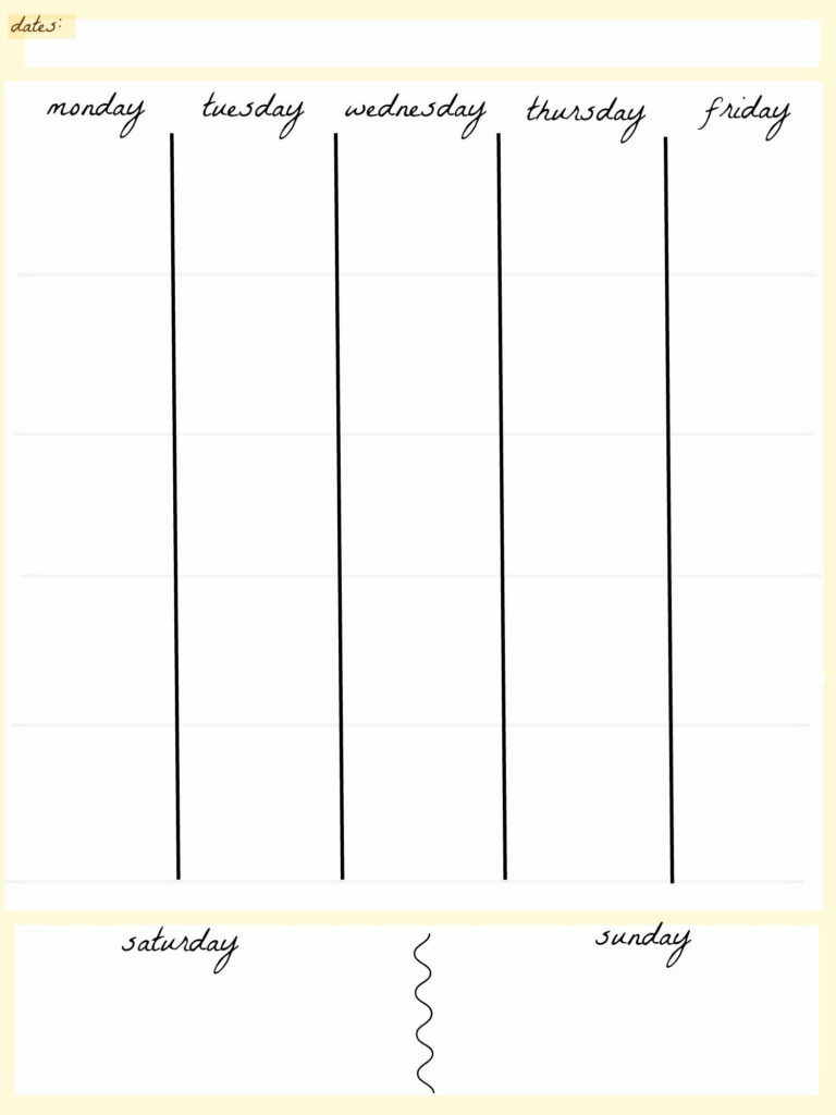 Awesome 5 Day Schedule Template In 2020 Weekly Calendar Template 