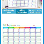 Blank Bill Calendar Printable Colorful Calendar Template Printable