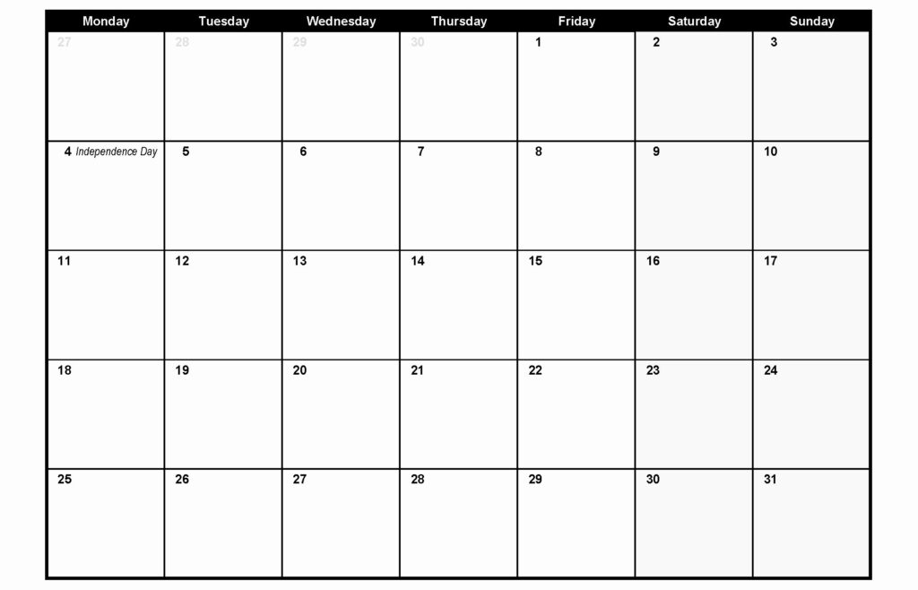 Blank Calendar 30 Days Calendar Printable Free