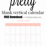 Blank Calendar FREE Vertical Monthly Calendar Printable Fantabulosity