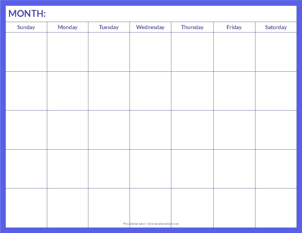 Blank Calendar Page To Print Organized Pinterest