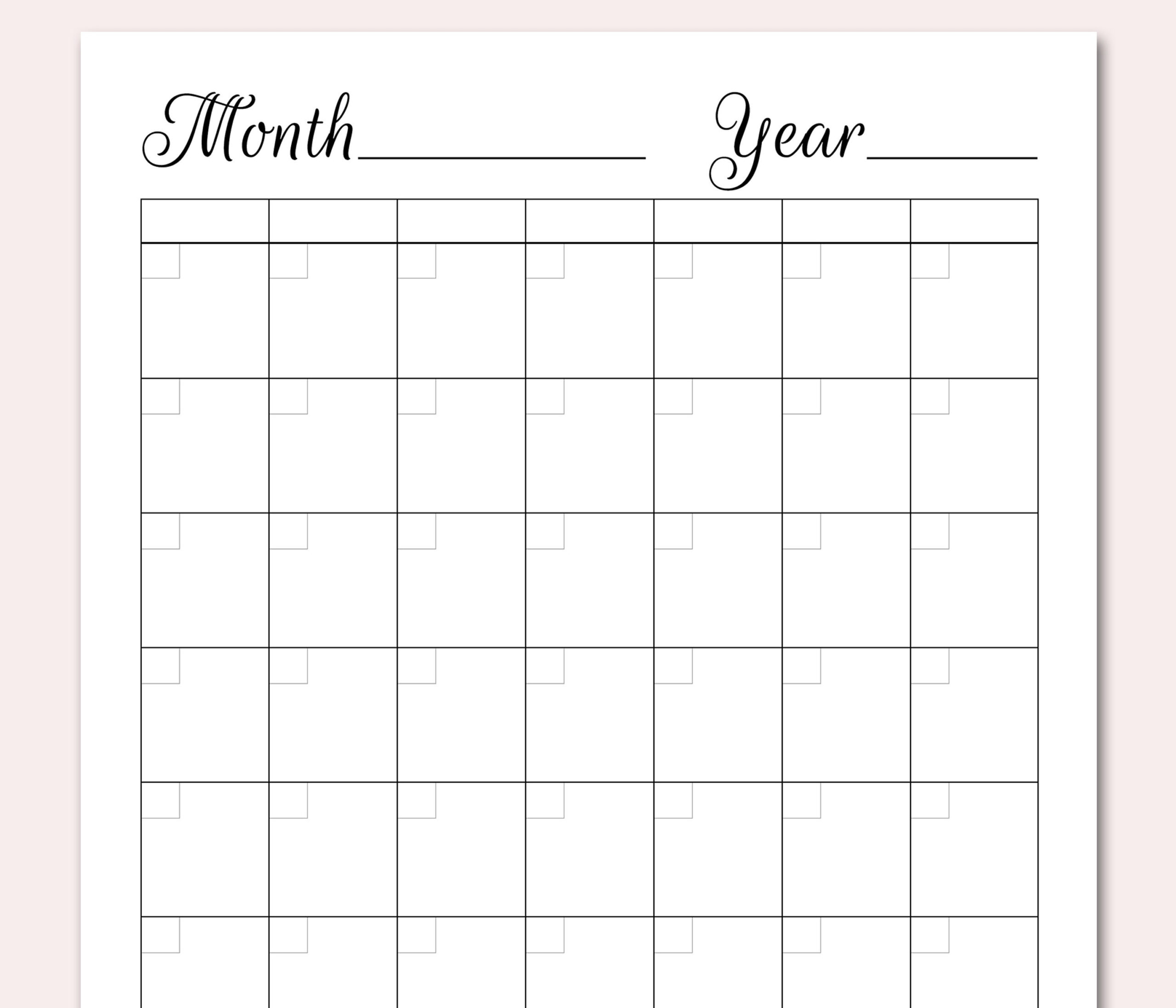 BLANK Calendar Printable Blank Perpetual Calendar DIY Etsy