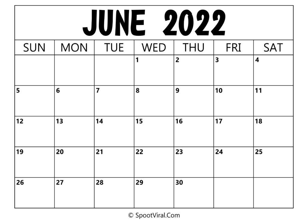 Blank June 2022 Calendar Printable Latest Calendar Printable Templates