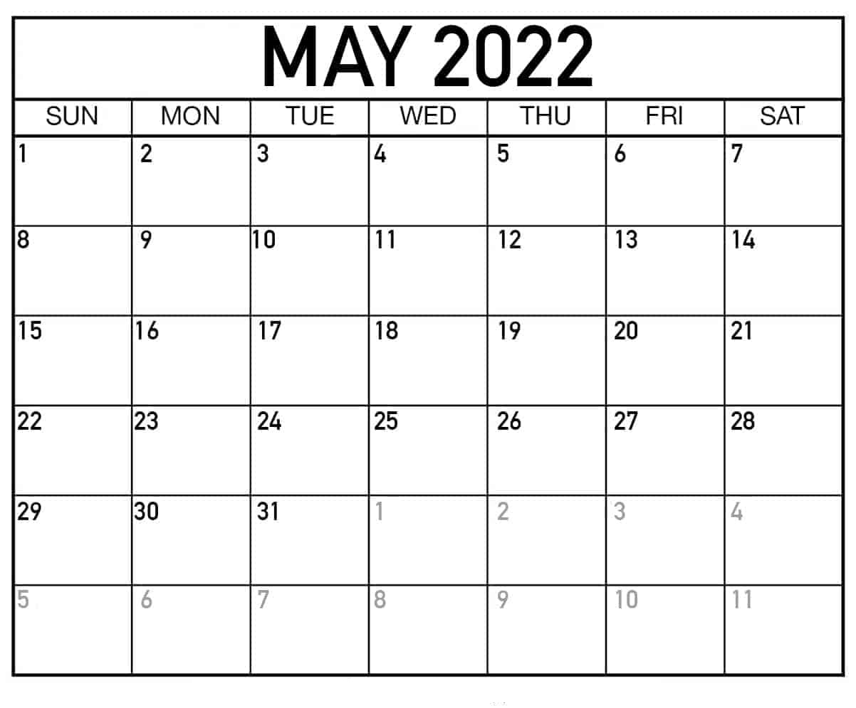 Blank May 2022 Calendar Printable Calendar Station