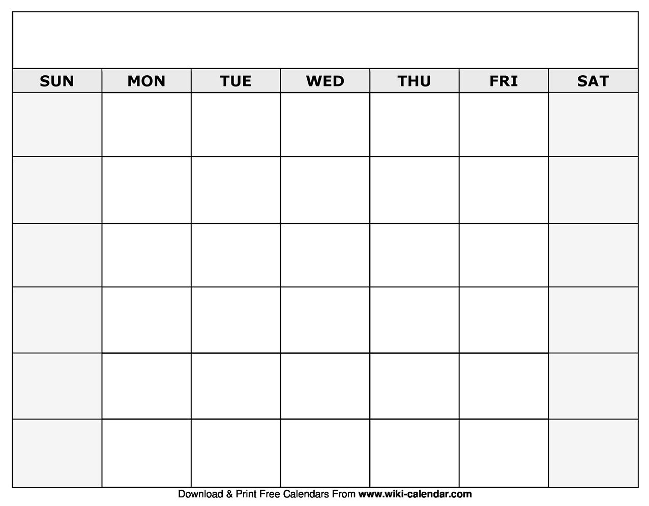 Blank Monthly Calendar Calendar Printables Free Blank Calendar