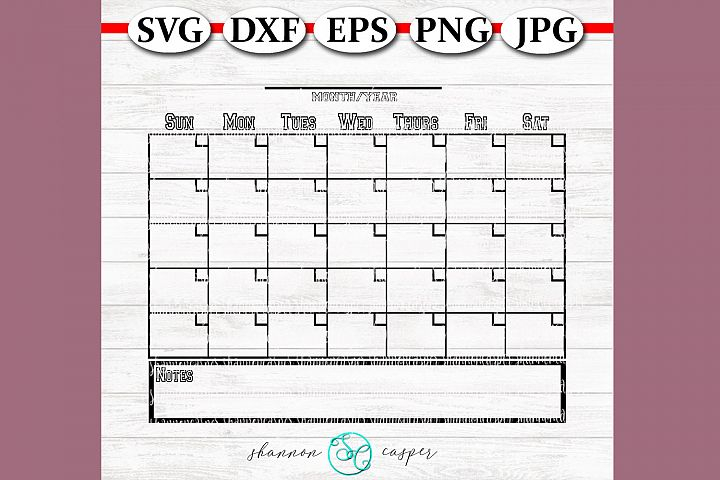 Blank Monthly Calendar SVG