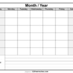 Blank Monthly Calendar Template