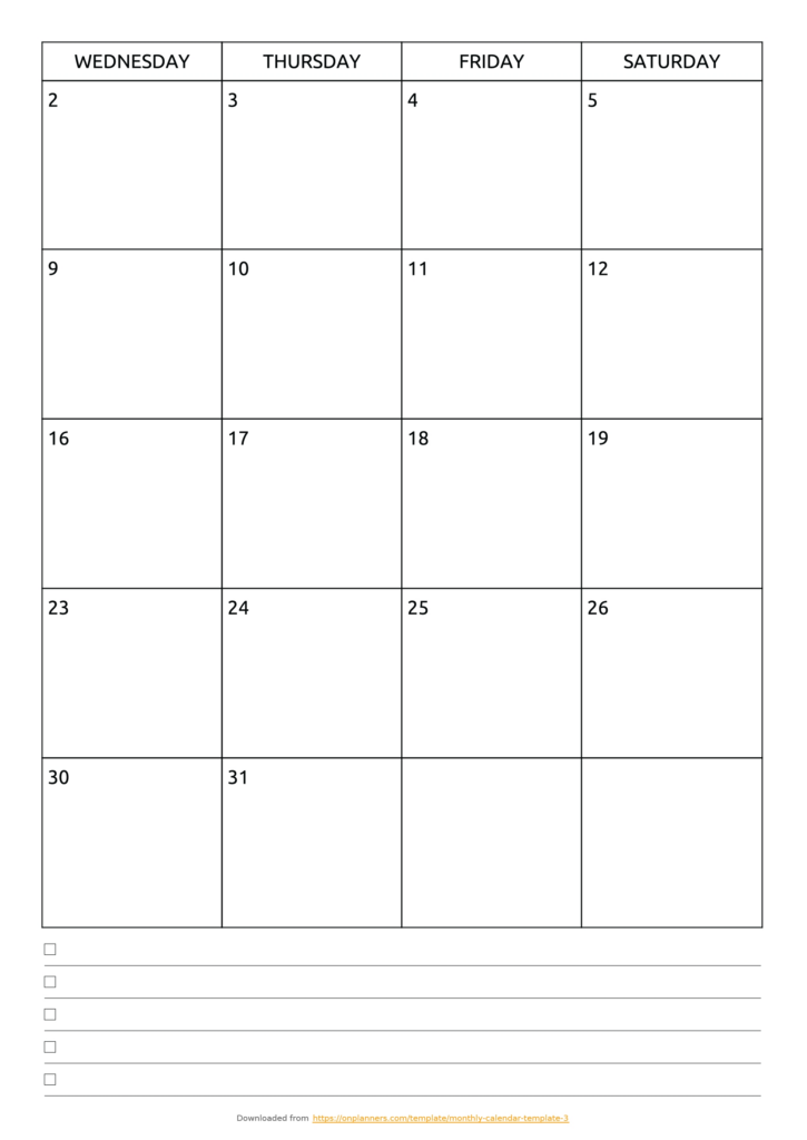 Blank Monthly Calendar With Lines Calendar Inspiration Design