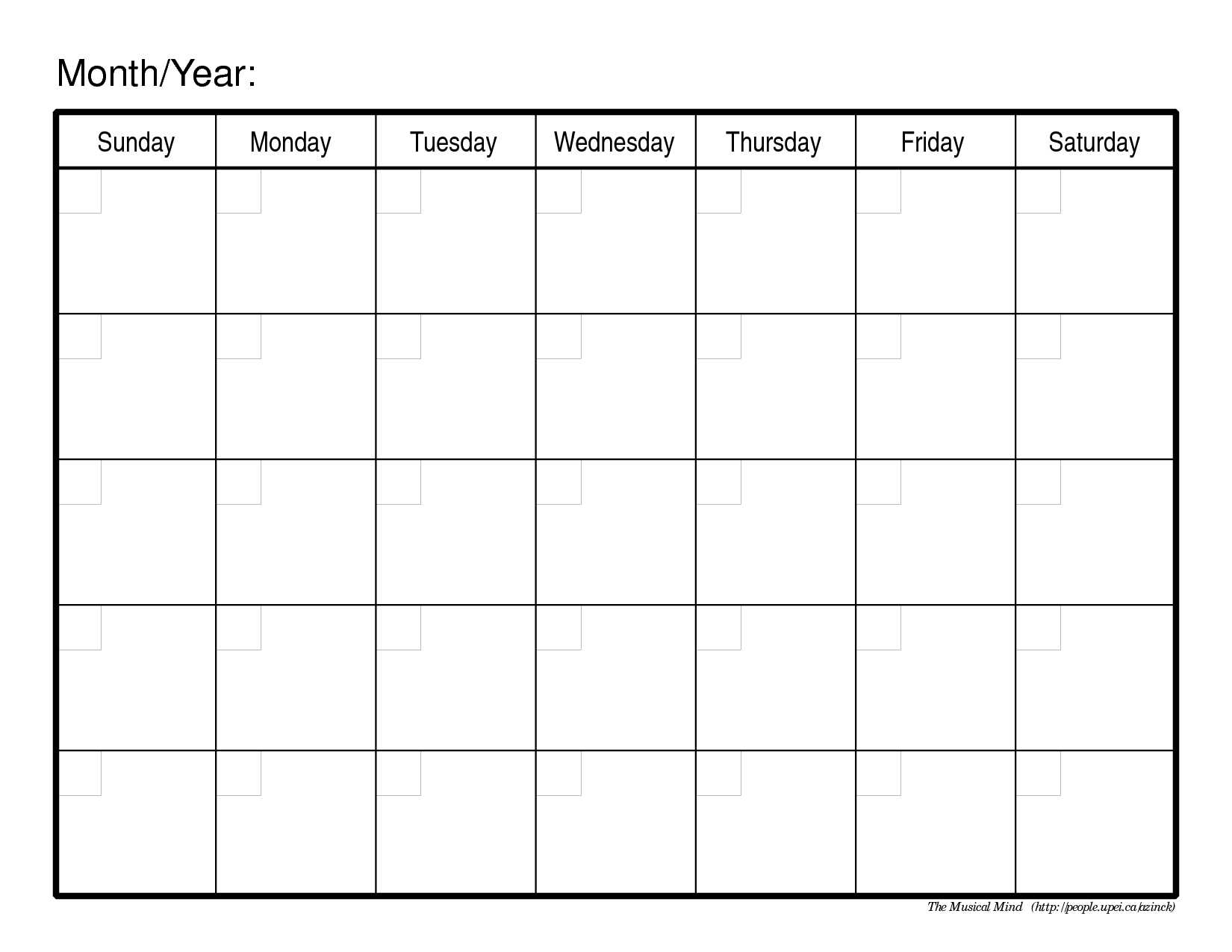 Blank One Month Calendar Template Professional Plan Templates