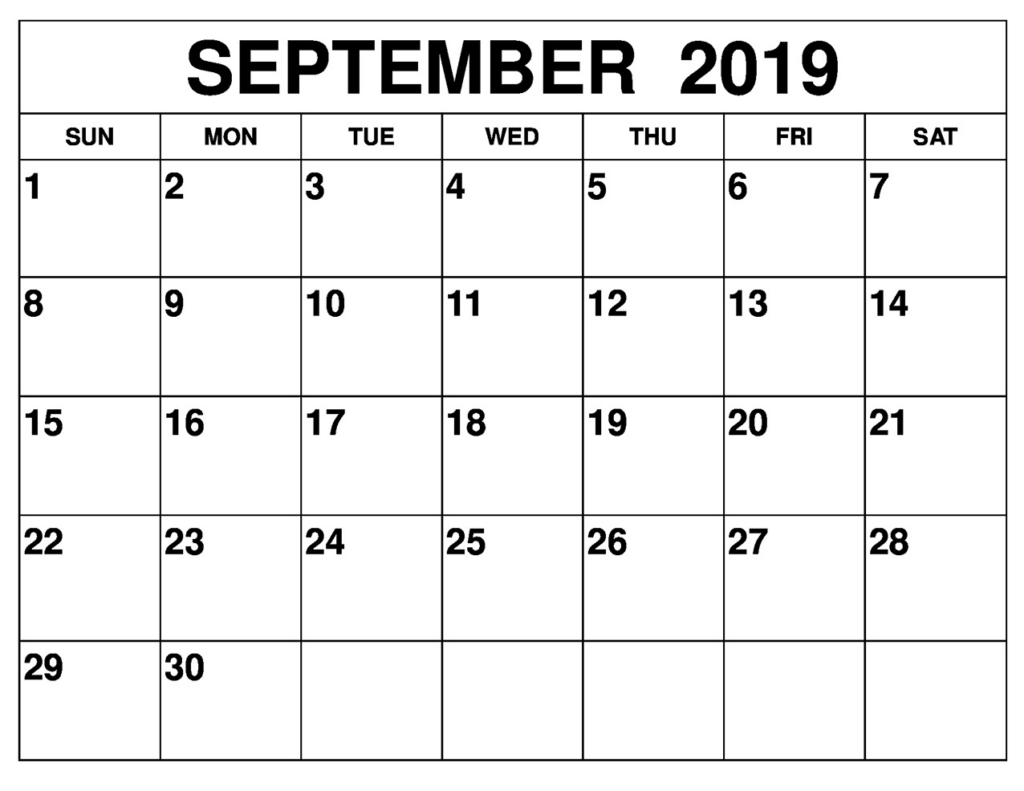 Blank September 2019 Calendar Printable Free Download Wincalendar 