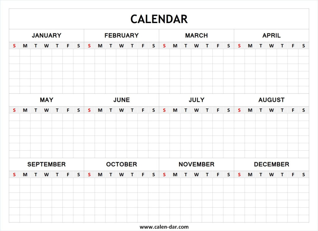 Blank Year Calendar Yearly Calendar Template Calendar Template 