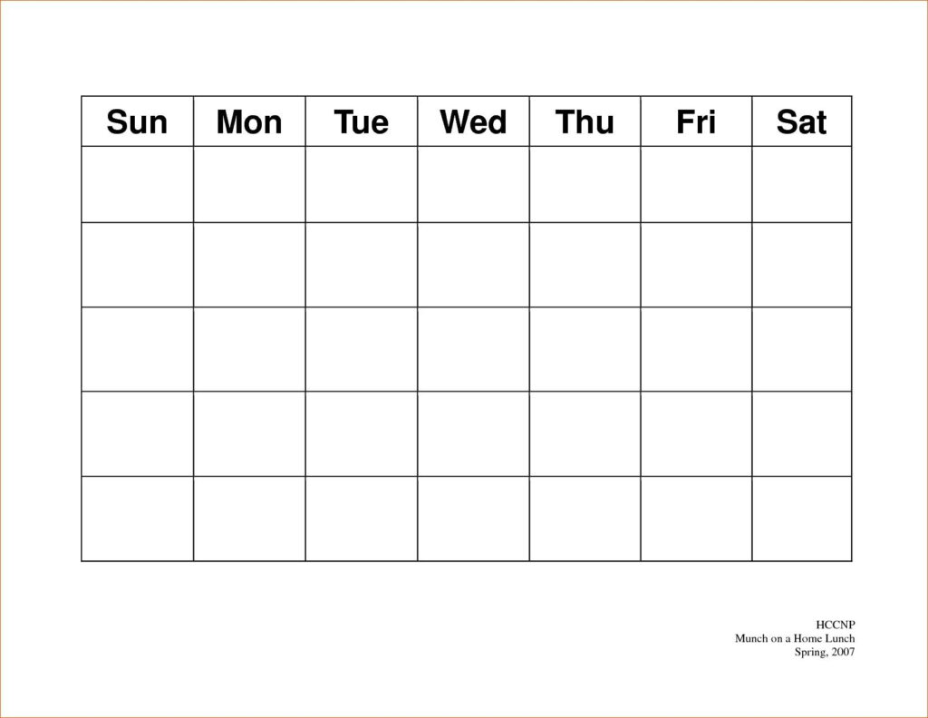 Calendar 5 Day Weekly Calendar Template On 5 Week Calendar Template 