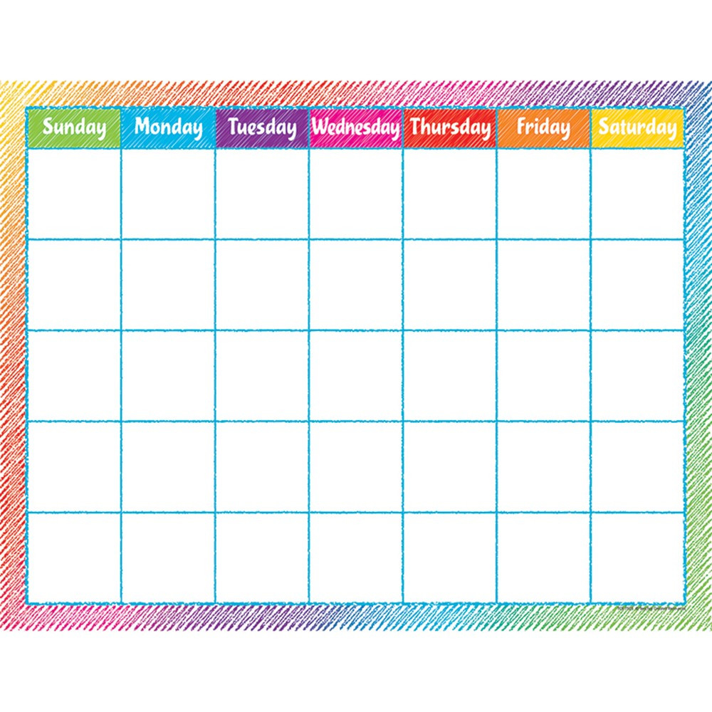 Colorful Scribble Calendar Chart TCR7525 Teacher Created Resources 