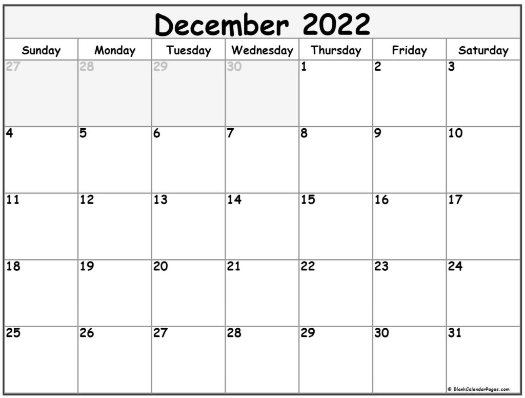 December 2022 Calendar Free Printable Calendar Templates