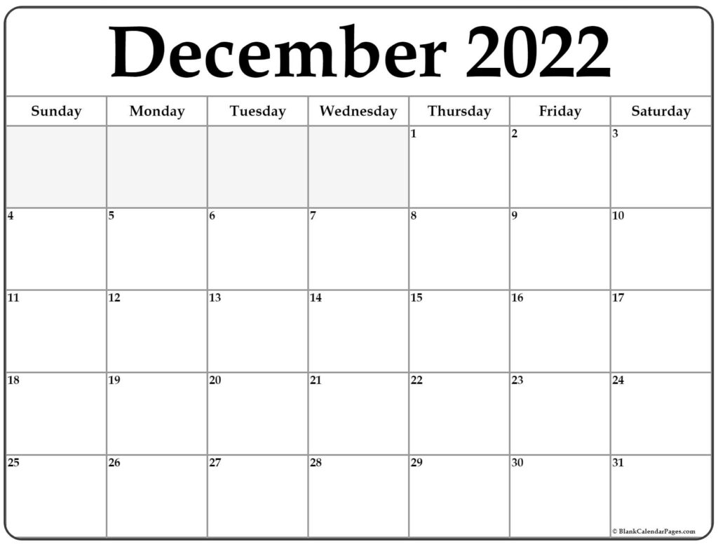 December 2022 Calendar Free Printable Calendar Templates