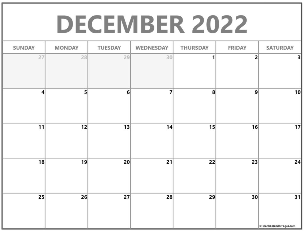 December 2022 Calendar Free Printable Calendar Templates